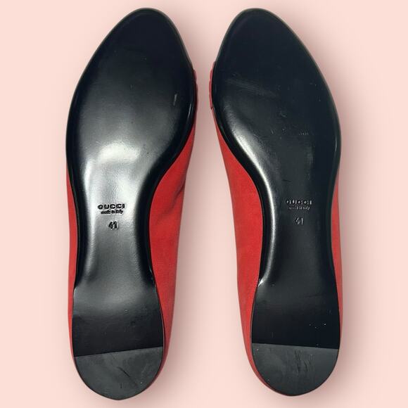 Gucci women shoes size 41 10.5 red ballet flats slip on - Picture 5 of 6